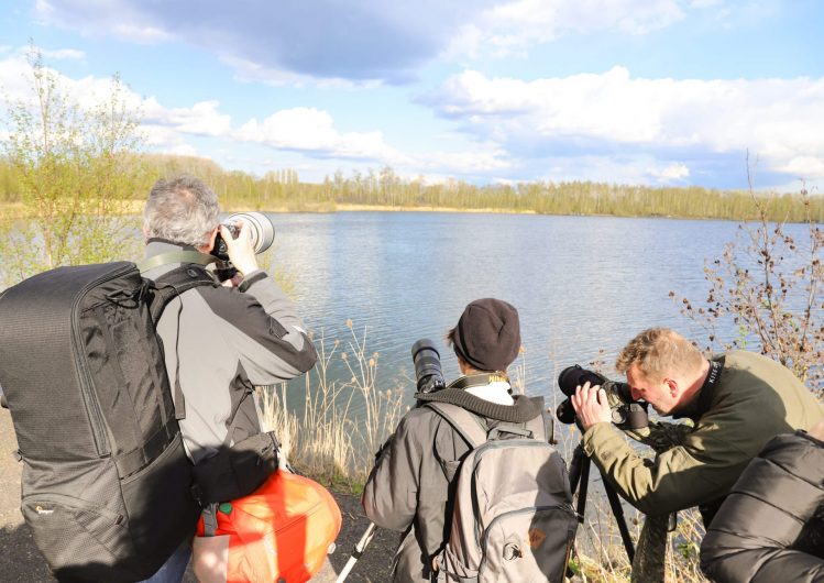 Photographes face au lac du terril des Argales 